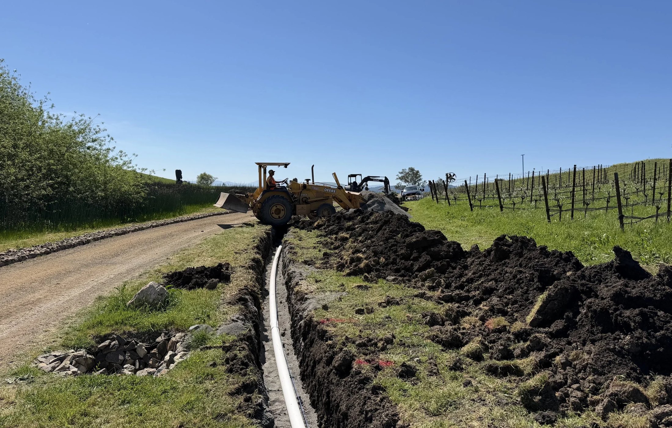 A utility run carried through a Sonoma County vineyard on a Daher Development jobsite